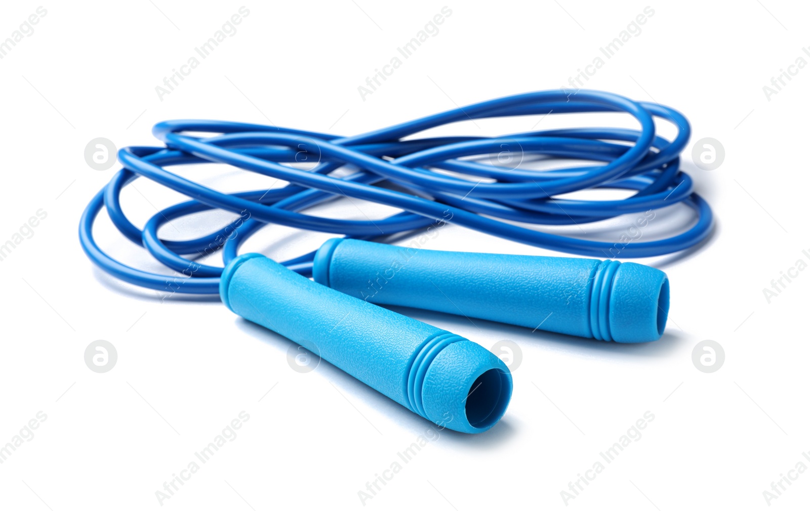 Photo of Jump rope on white background. Sports equipment