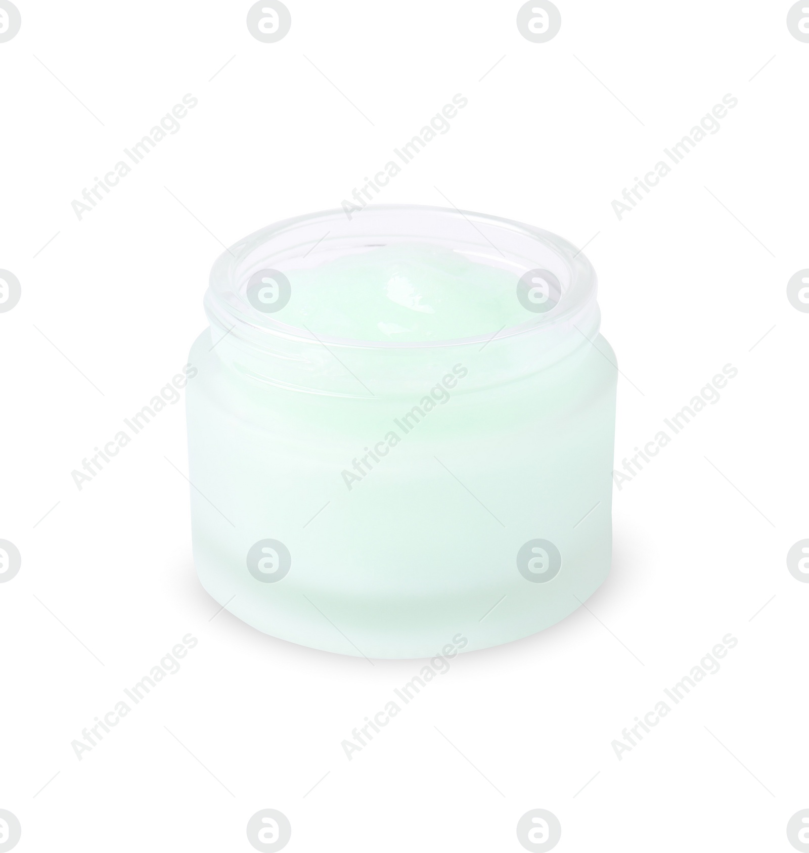 Photo of Jar of aloe gel isolated on white