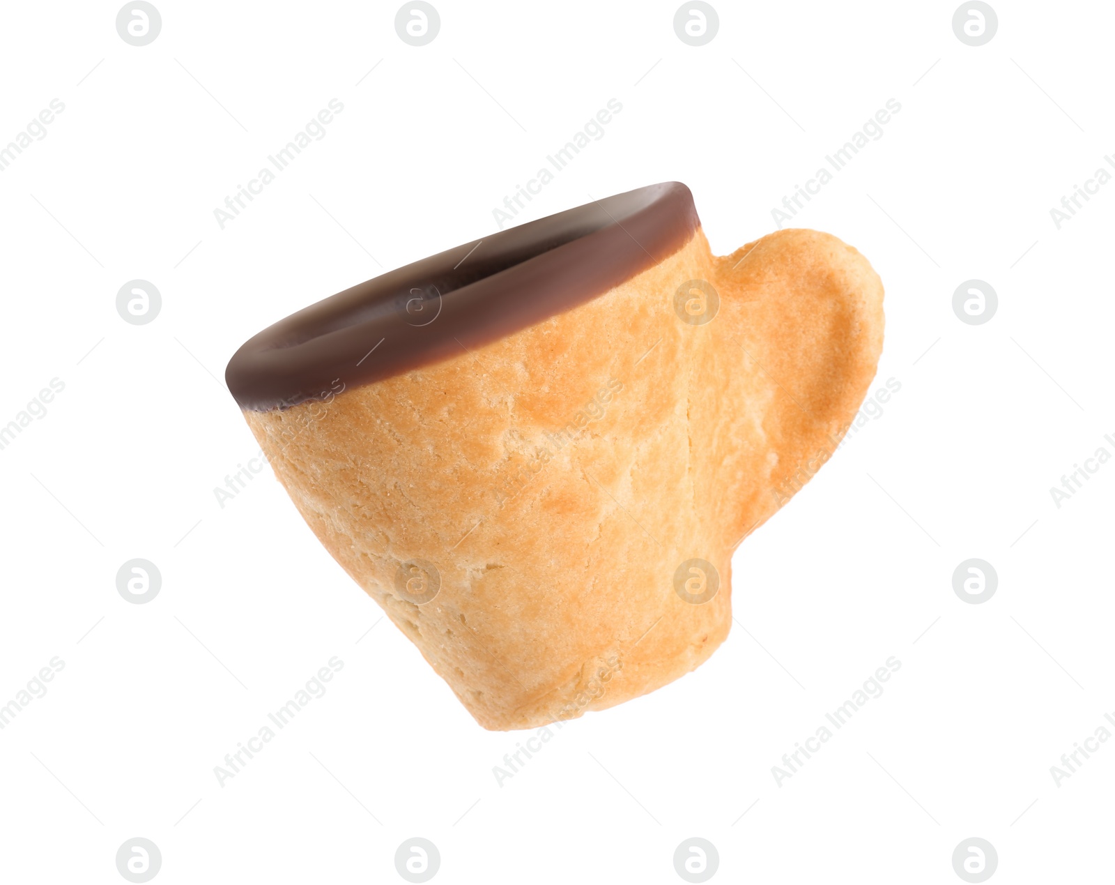 Photo of Delicious edible biscuit cup isolated on white