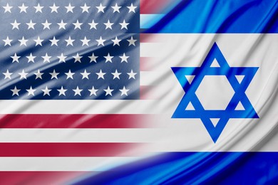 Image of International relations. National flags of Israel and USA