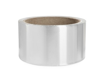 Roll of aluminum adhesive tape on white background