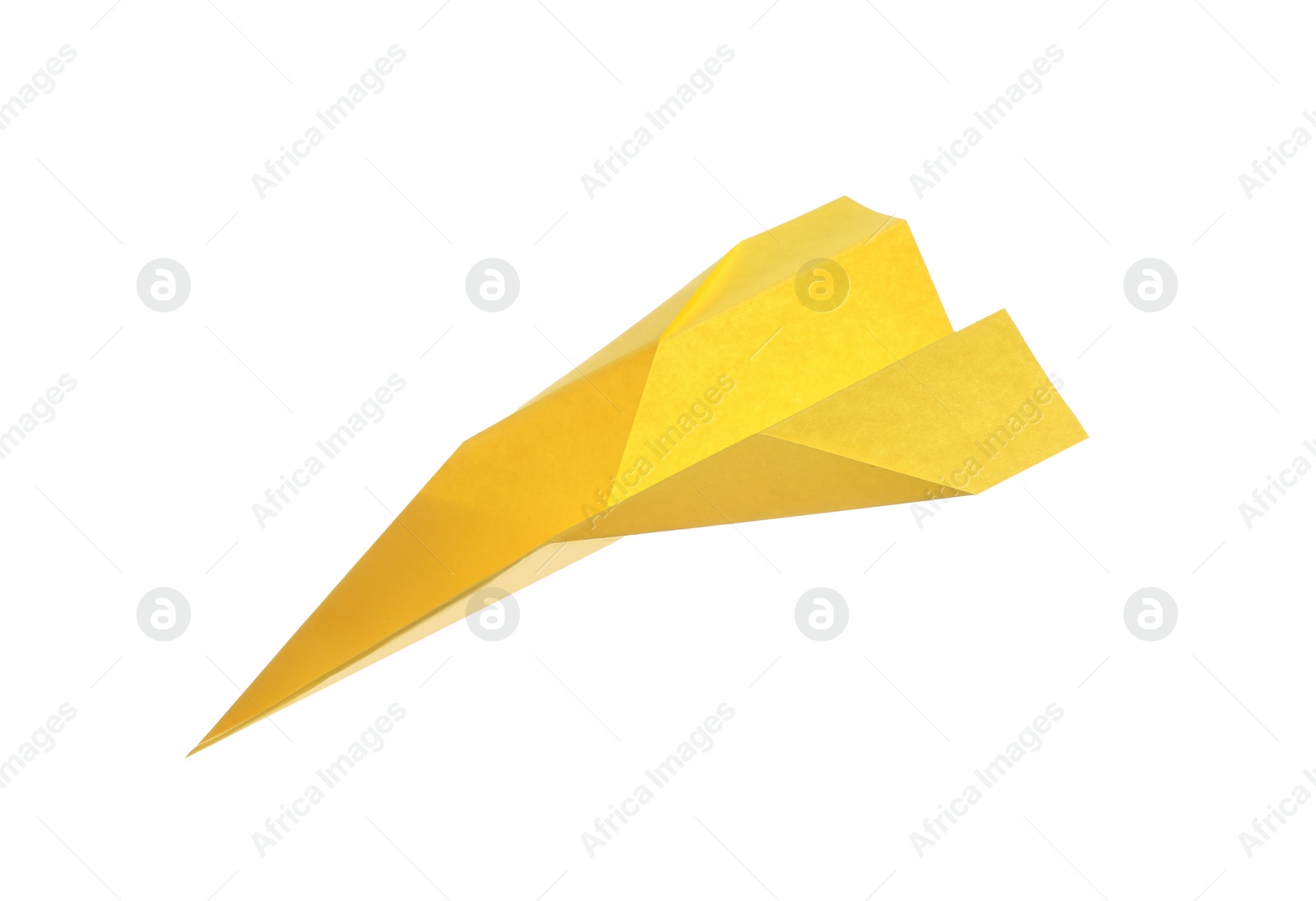 Photo of Handmade yellow paper plane isolated on white