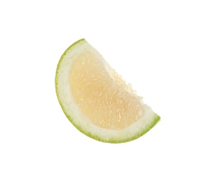 Photo of Slice of fresh ripe sweetie fruit isolated on white