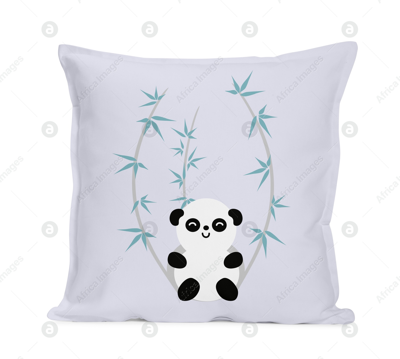 Image of Soft pillow with cute print isolated on white