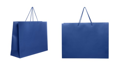 Image of Blue shopping bag isolated on white, different sides