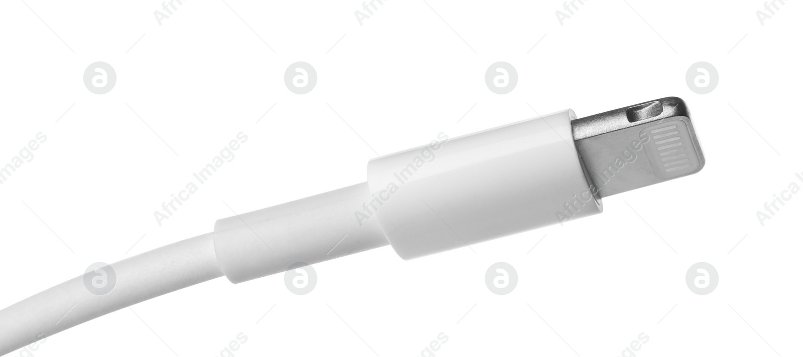 Photo of USB lightning cable isolated on white. Modern technology