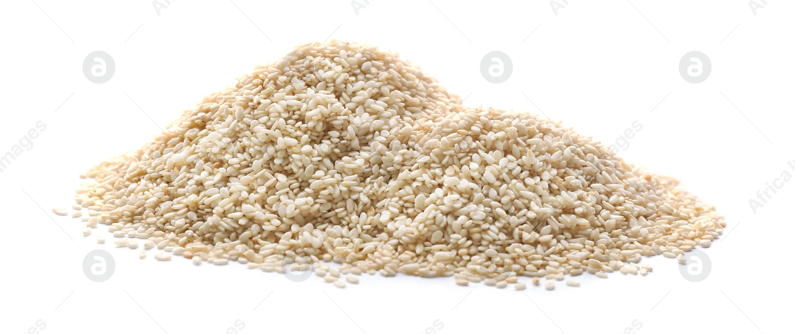 Photo of Pile of sesame seeds on white background