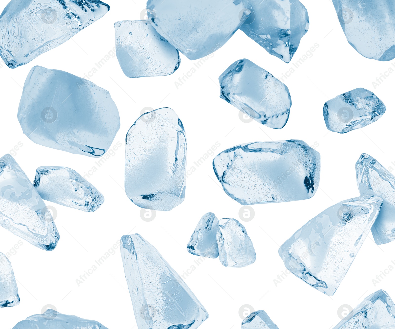 Image of Crushed ice in air on white background