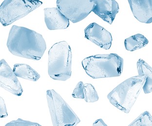 Image of Crushed ice in air on white background