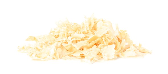 Pile of natural sawdust isolated on white