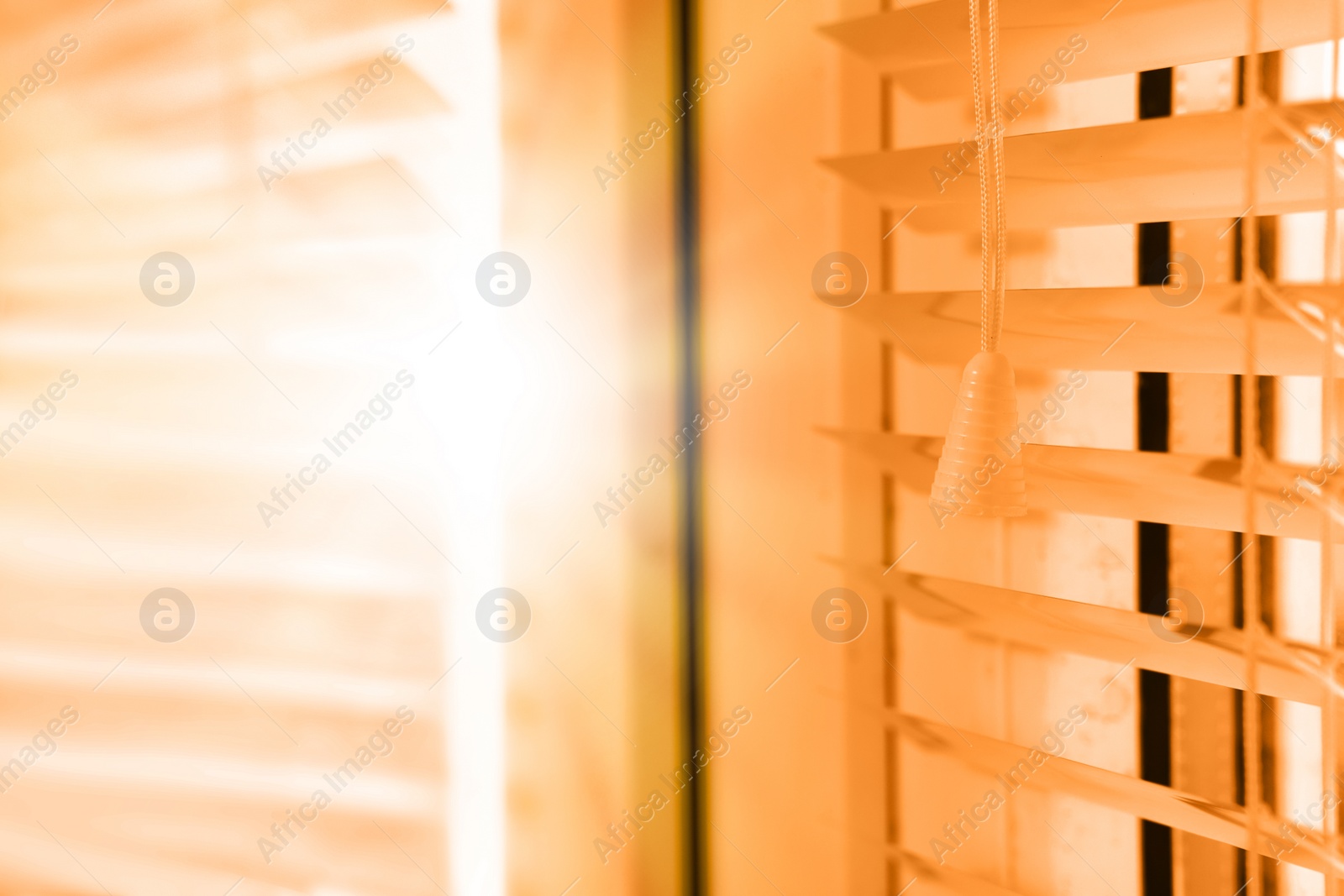 Image of Closeup view of stylish horizontal window blinds