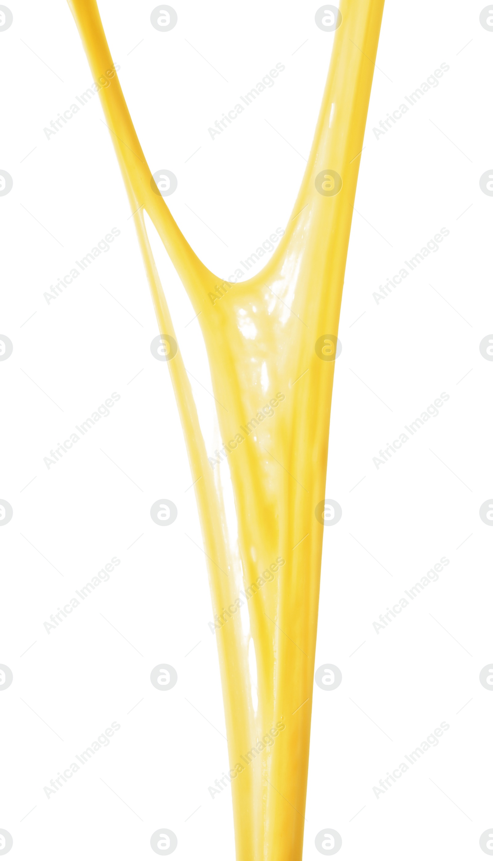 Photo of Stretching delicious melted cheese isolated on white