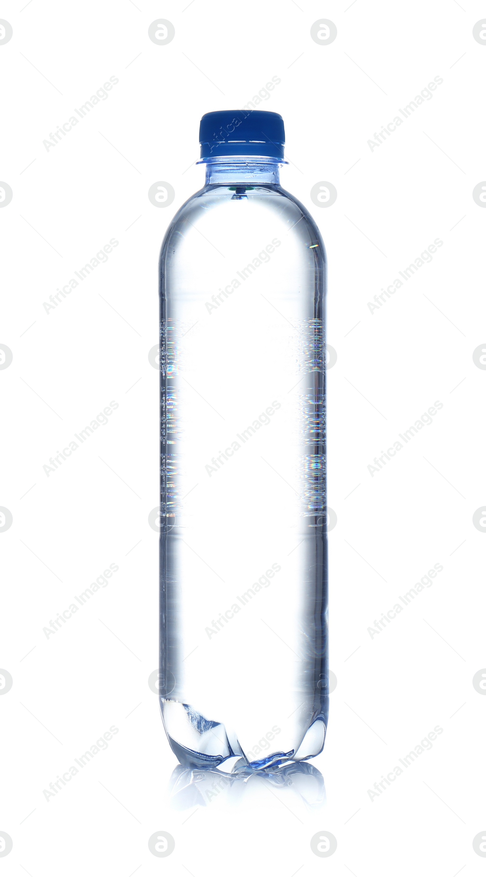 Photo of Plastic bottle of water on white background