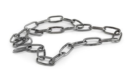 Photo of One common metal chain isolated on white