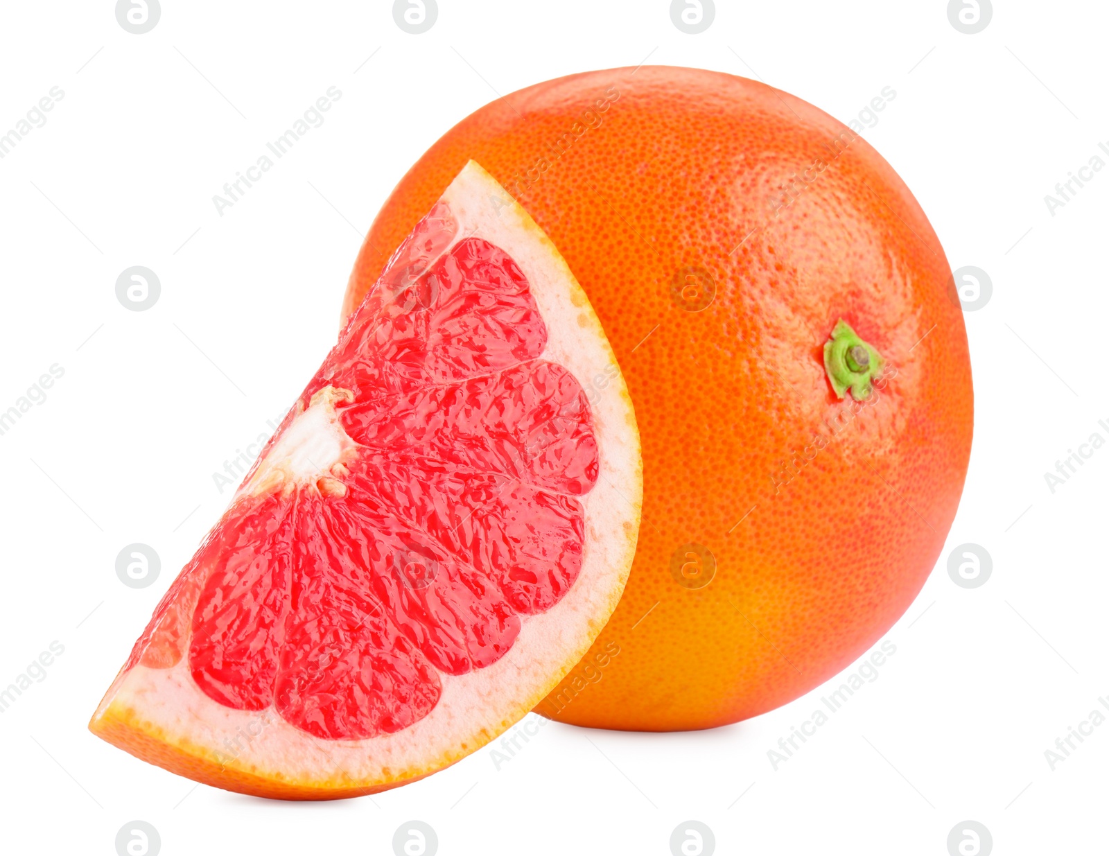 Photo of Fresh ripe grapefruits isolated on white. Citrus fruit