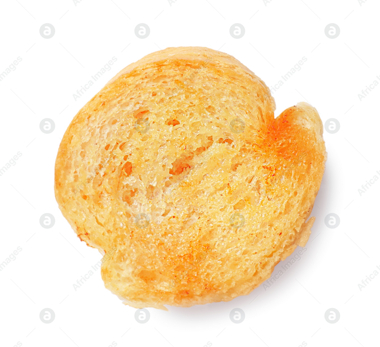 Photo of Piece of toasted bread isolated on white, top view