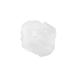 Crystal of natural sea salt isolated on white, macro view