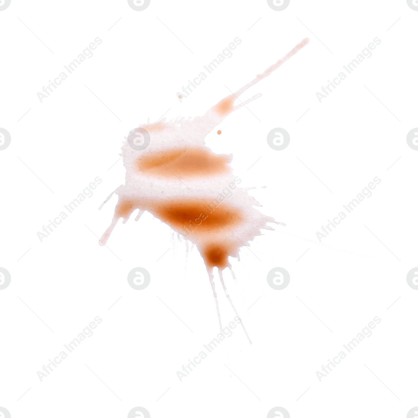 Photo of Dried coffee stain isolated on white, top view