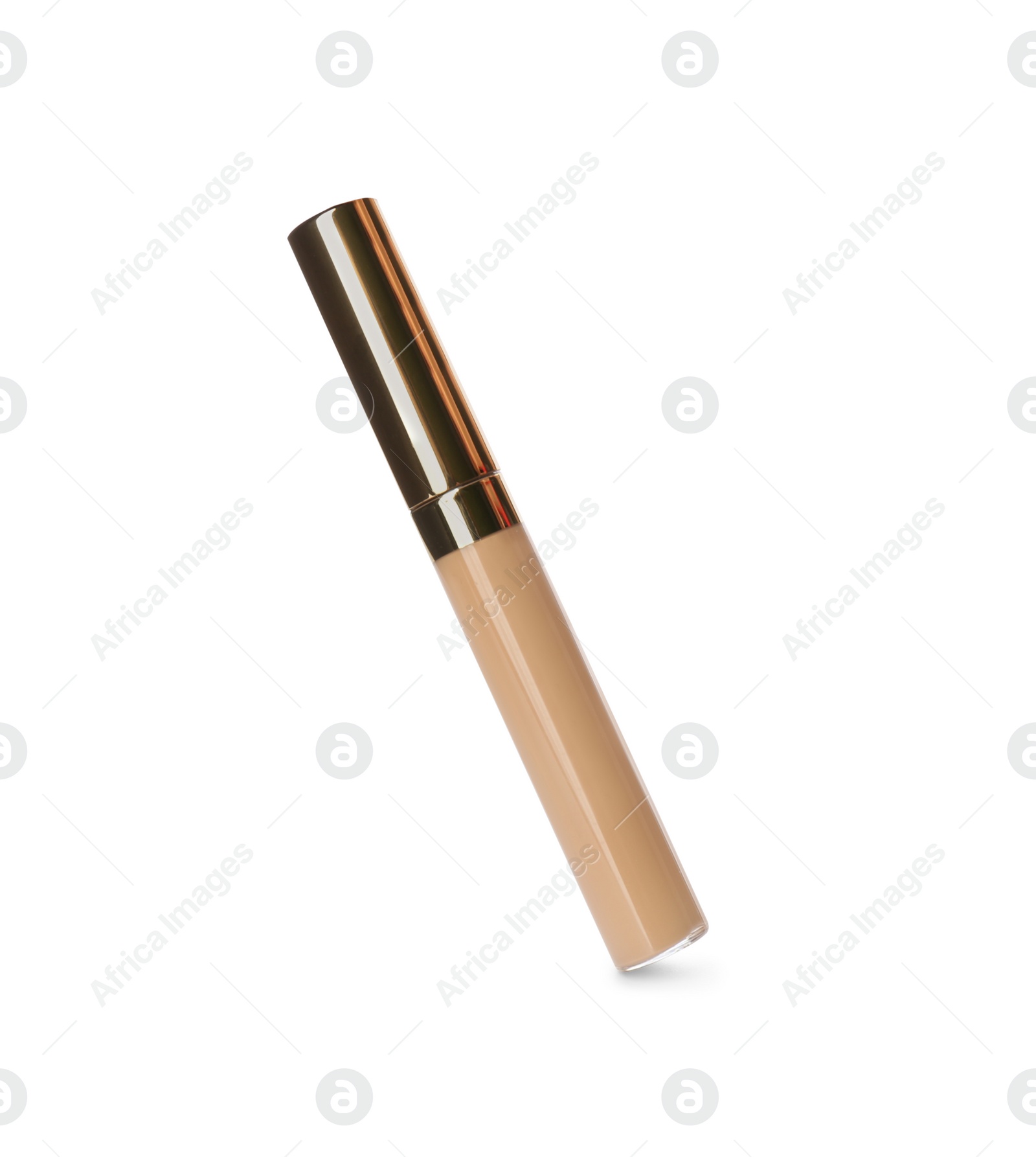 Photo of Liquid concealer tube isolated on white. Makeup product