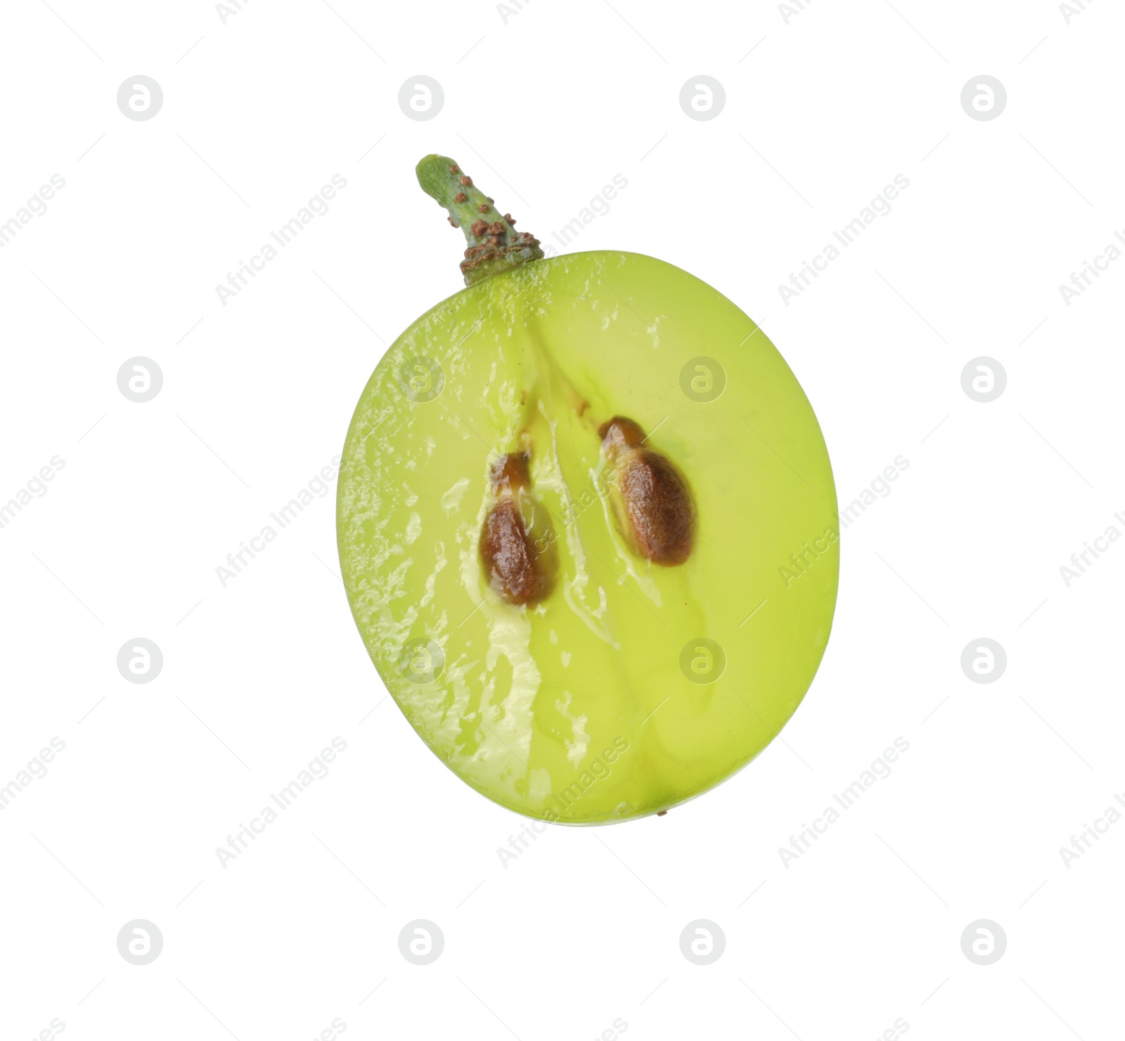 Photo of Half of delicious ripe green grape isolated on white