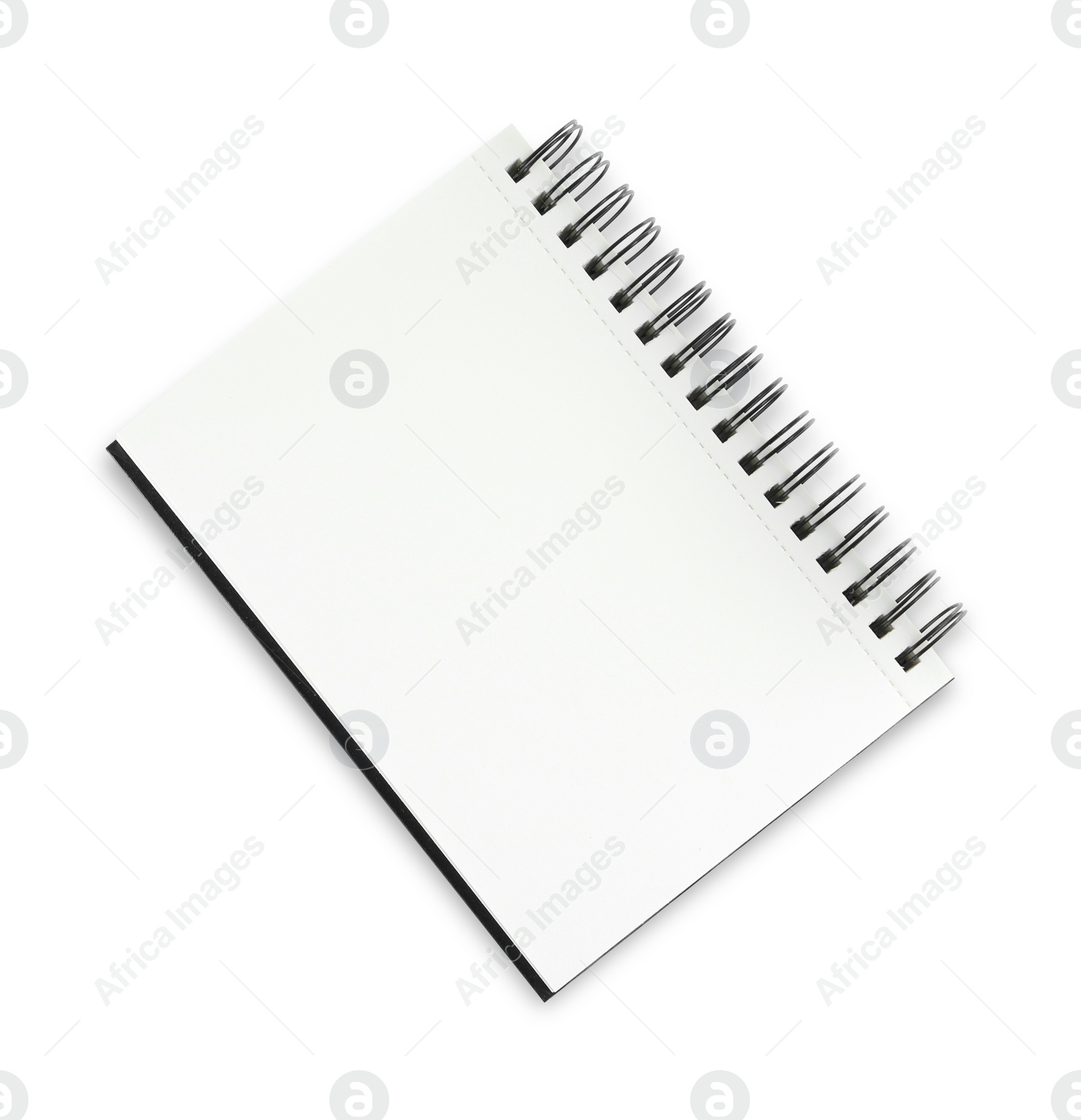 Photo of One notebook isolated on white, top view