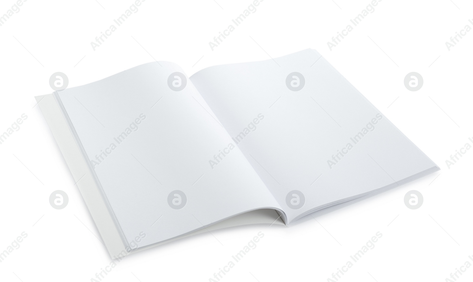 Photo of Open blank paper brochure isolated on white. Mockup for design