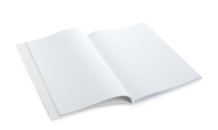 Open blank paper brochure isolated on white. Mockup for design