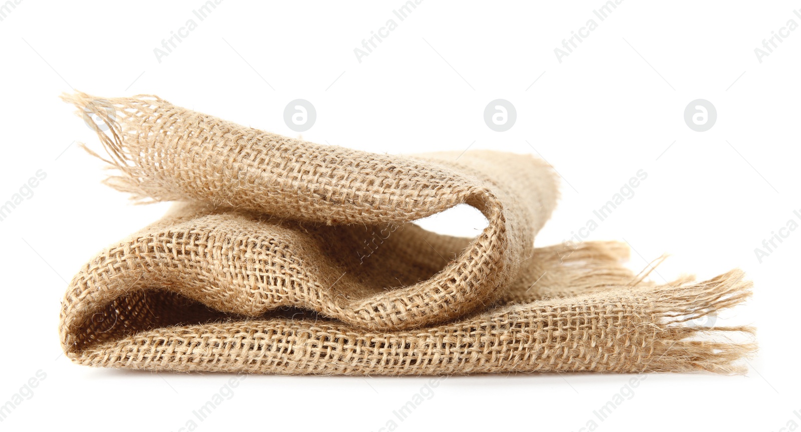 Photo of Sustainable hemp fabric on white background