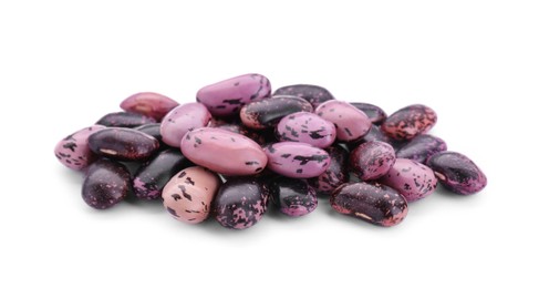 Photo of Pile of dry kidney beans on white background