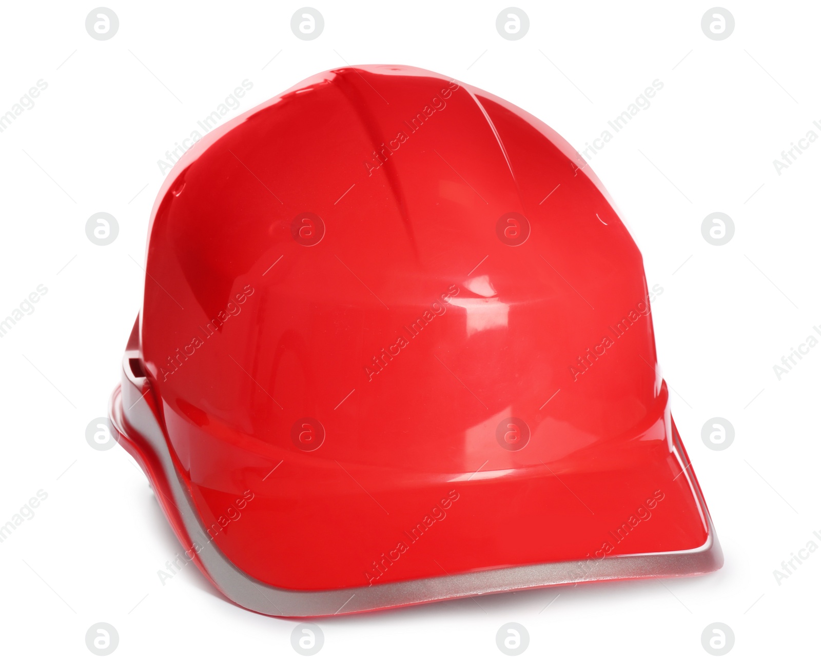 Photo of Protective hard hat on white background. Safety equipment