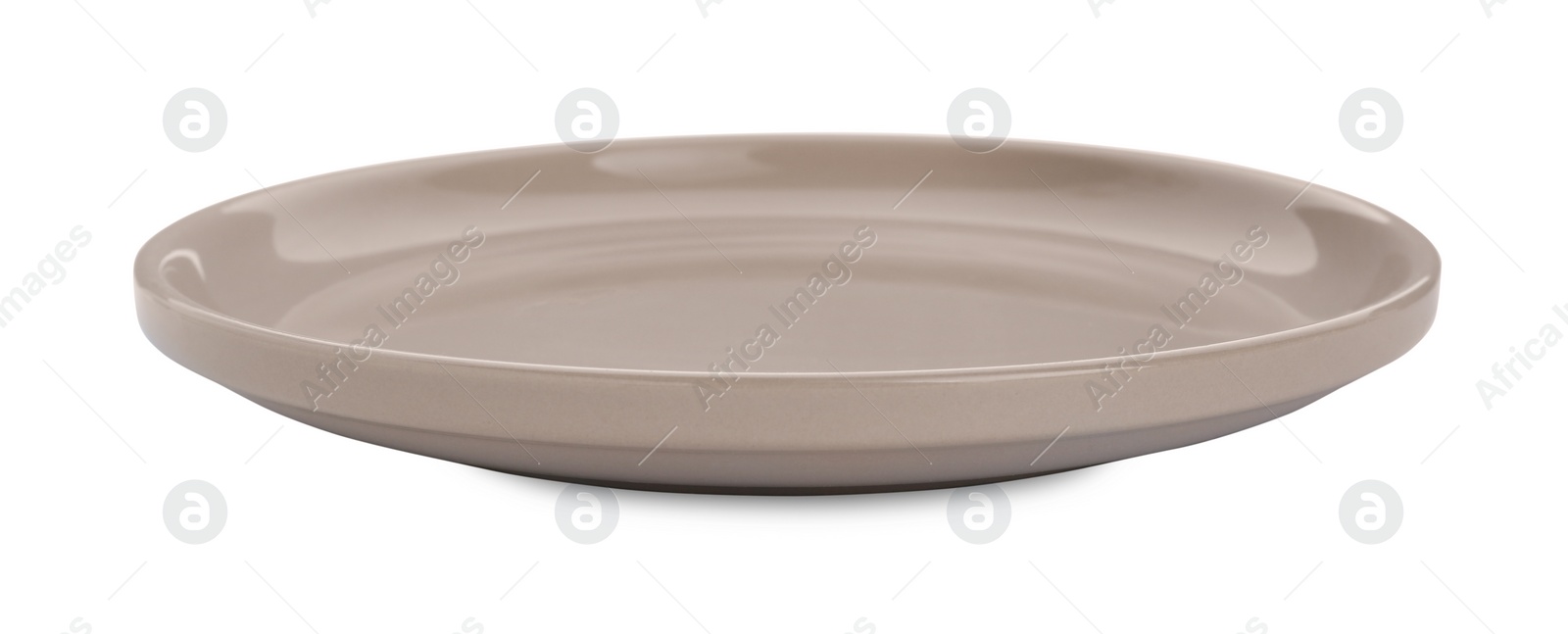 Photo of Empty beige ceramic plate isolated on white