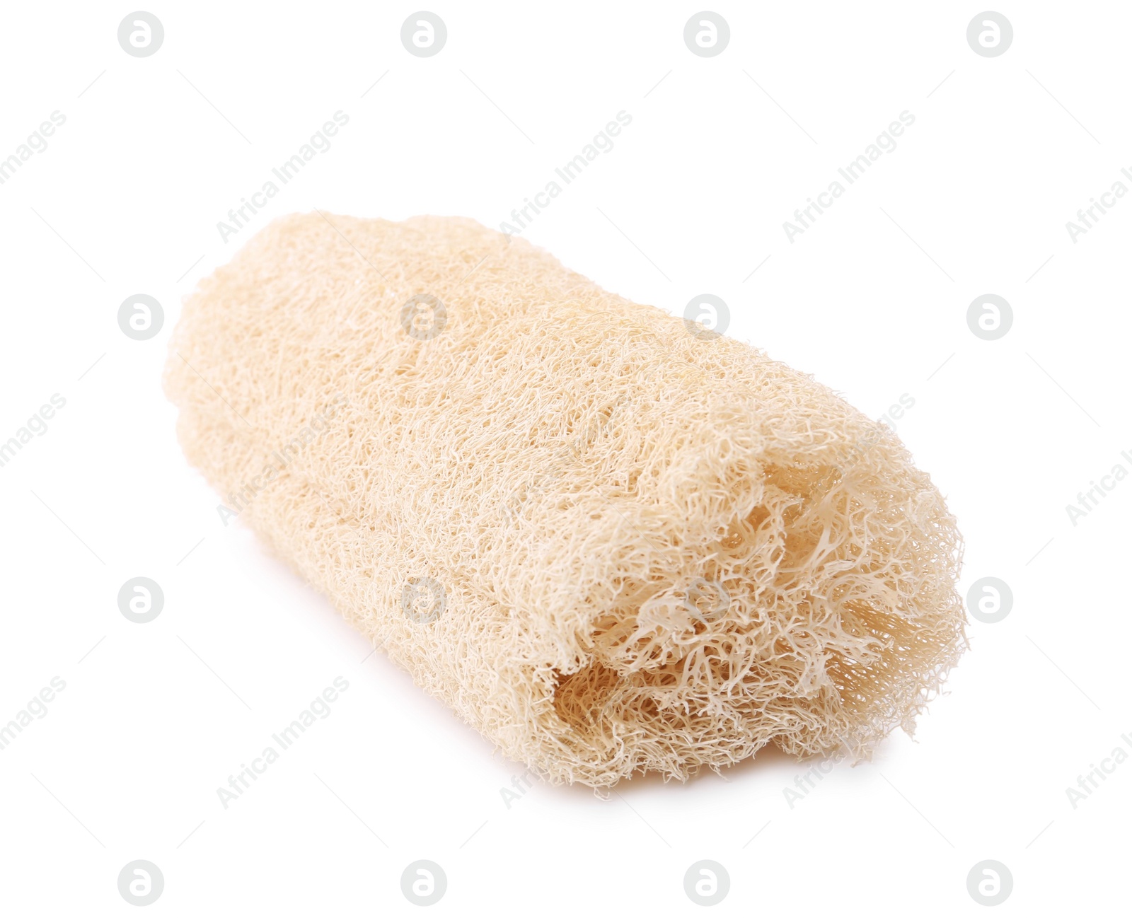 Photo of Loofah sponge isolated on white. Personal hygiene product