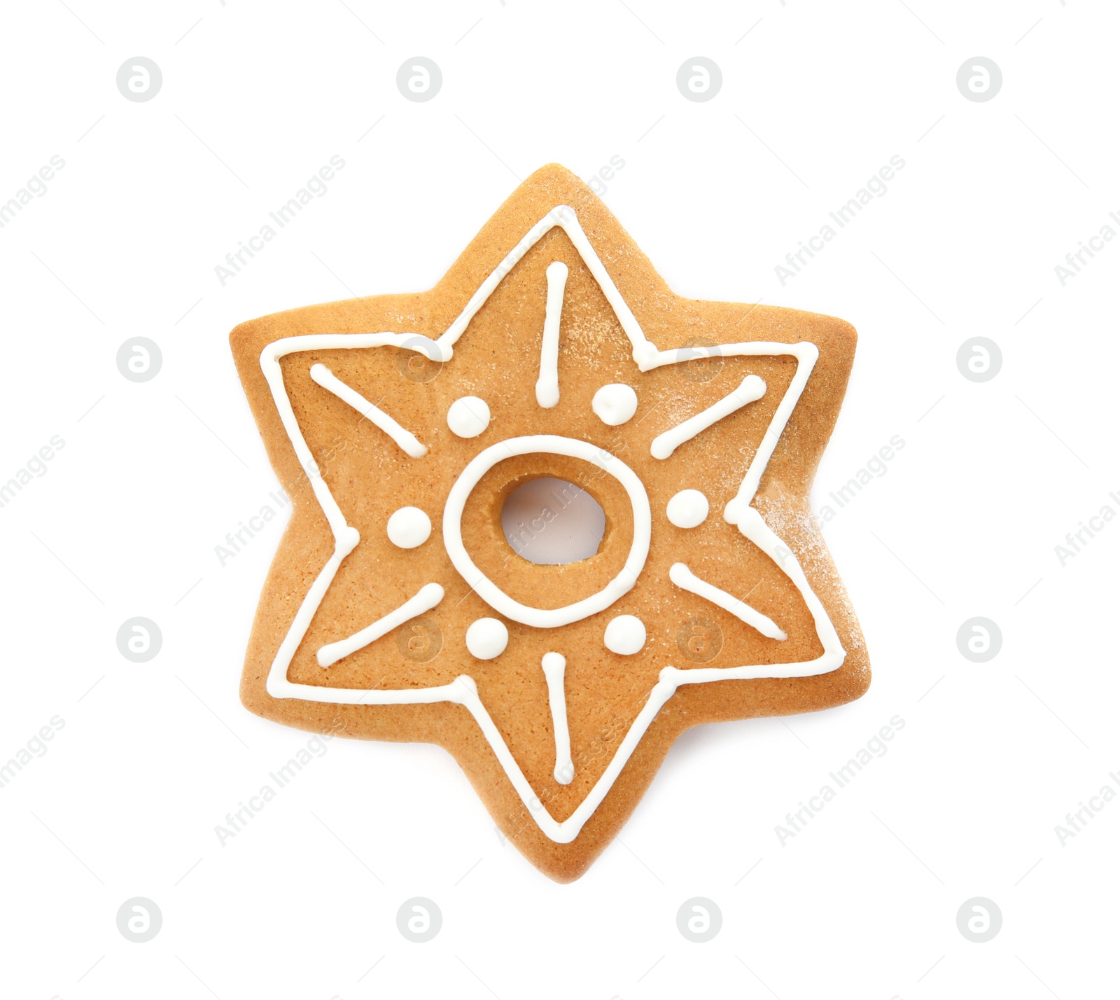 Photo of Tasty homemade Christmas cookie on white background