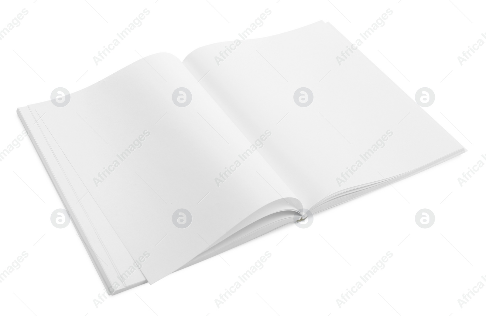 Photo of Open blank paper brochure isolated on white. Mockup for design