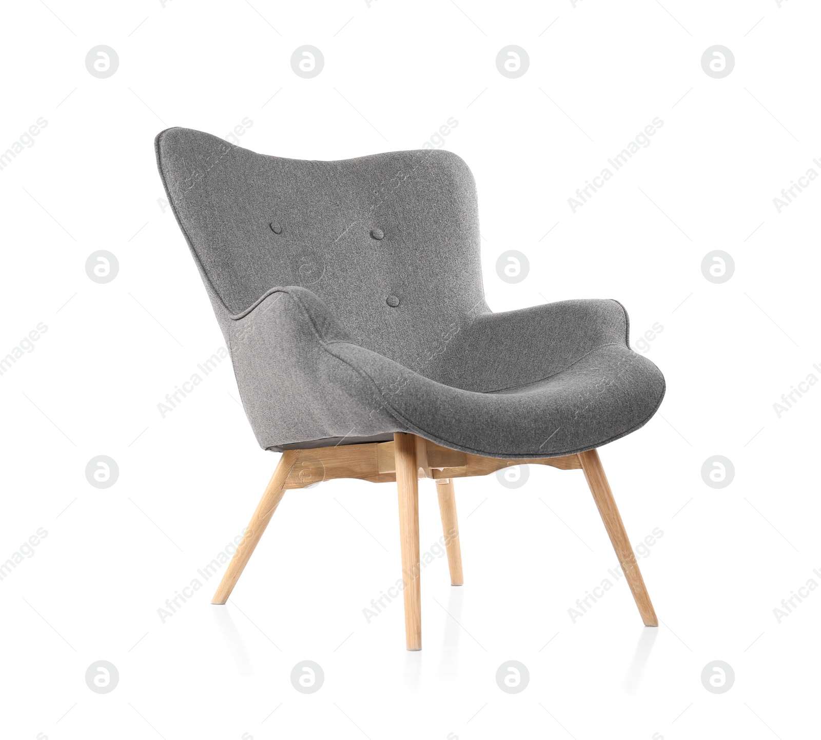 Photo of Comfortable armchair on white background. Interior element