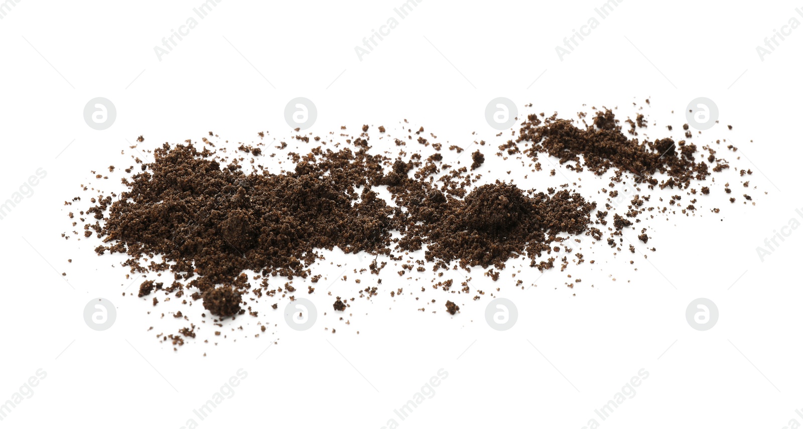 Photo of Pile of soil on white background. Fertile ground