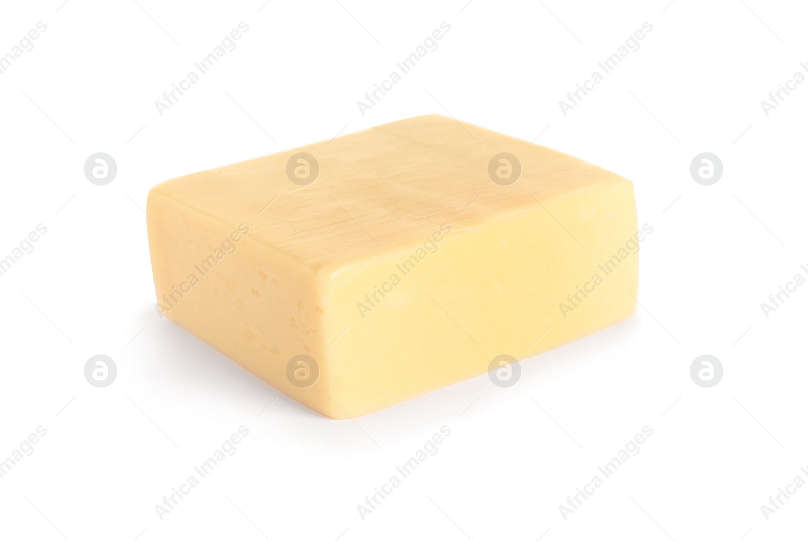 Photo of Piece of delicious cheese on white background