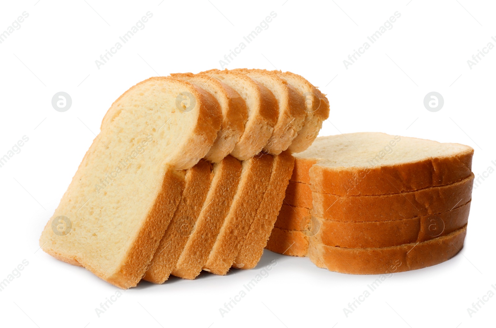 Photo of Slices of wheat bread isolated on white