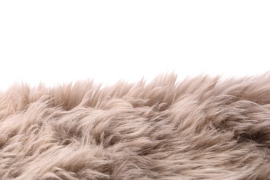 Soft beige faux fur isolated on white