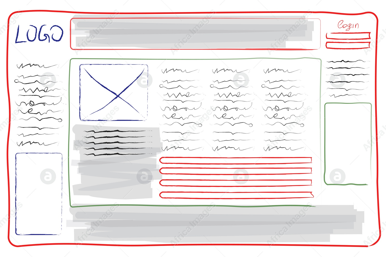 Illustration of Sketch of website planning and design, illustration