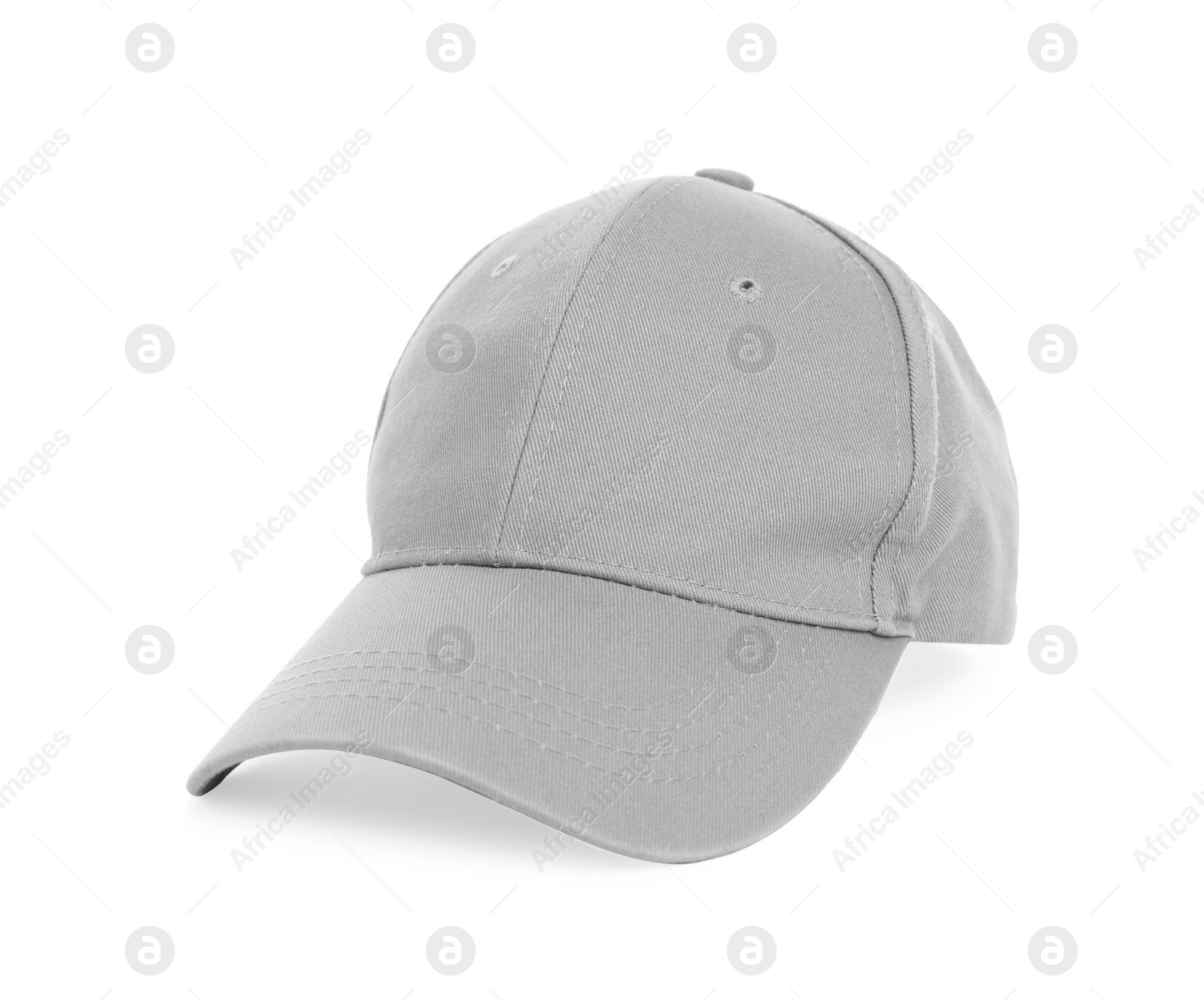 Photo of Stylish grey baseball cap isolated on white