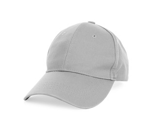 Photo of Stylish grey baseball cap isolated on white