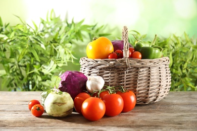 Many fresh ripe vegetables on table. Organic food