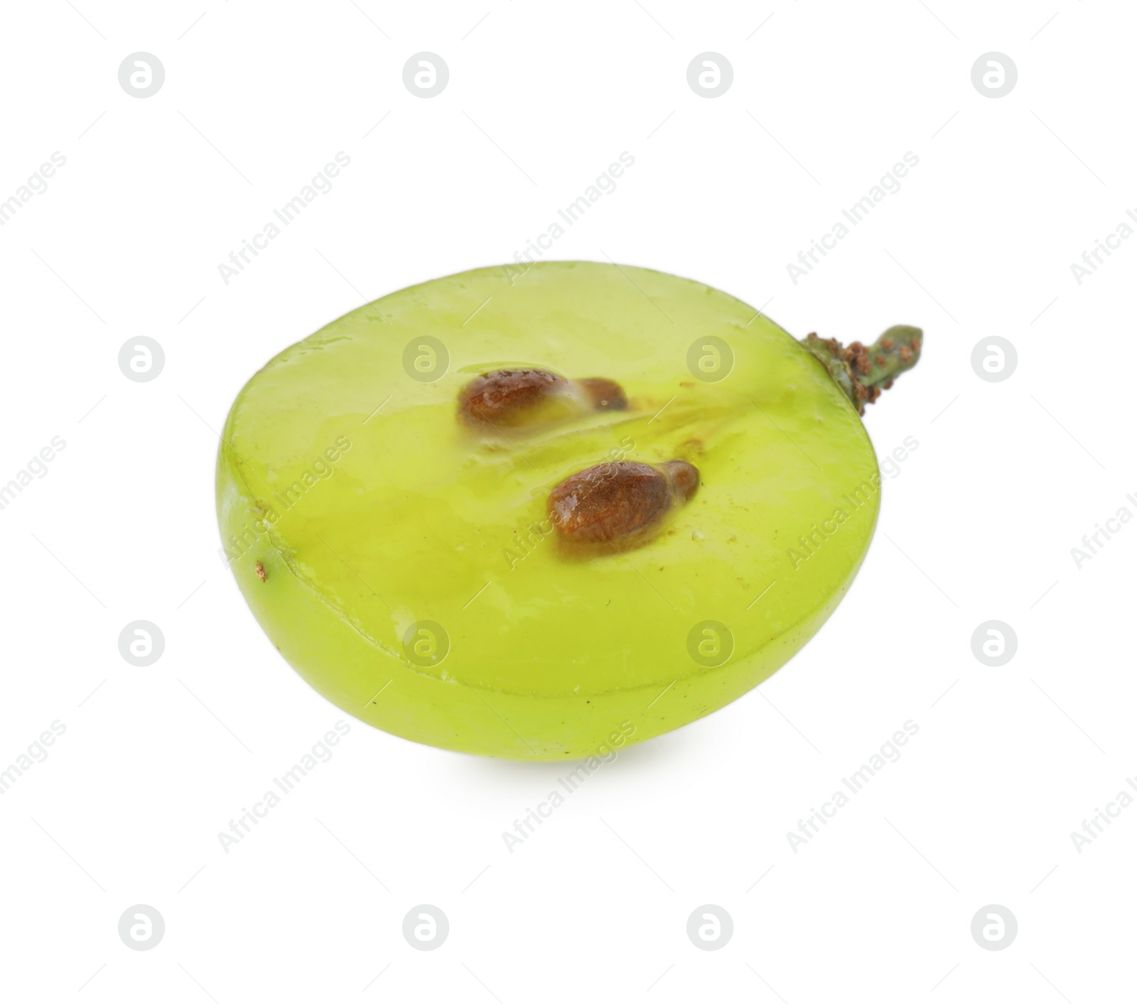 Photo of Half of delicious ripe green grape isolated on white