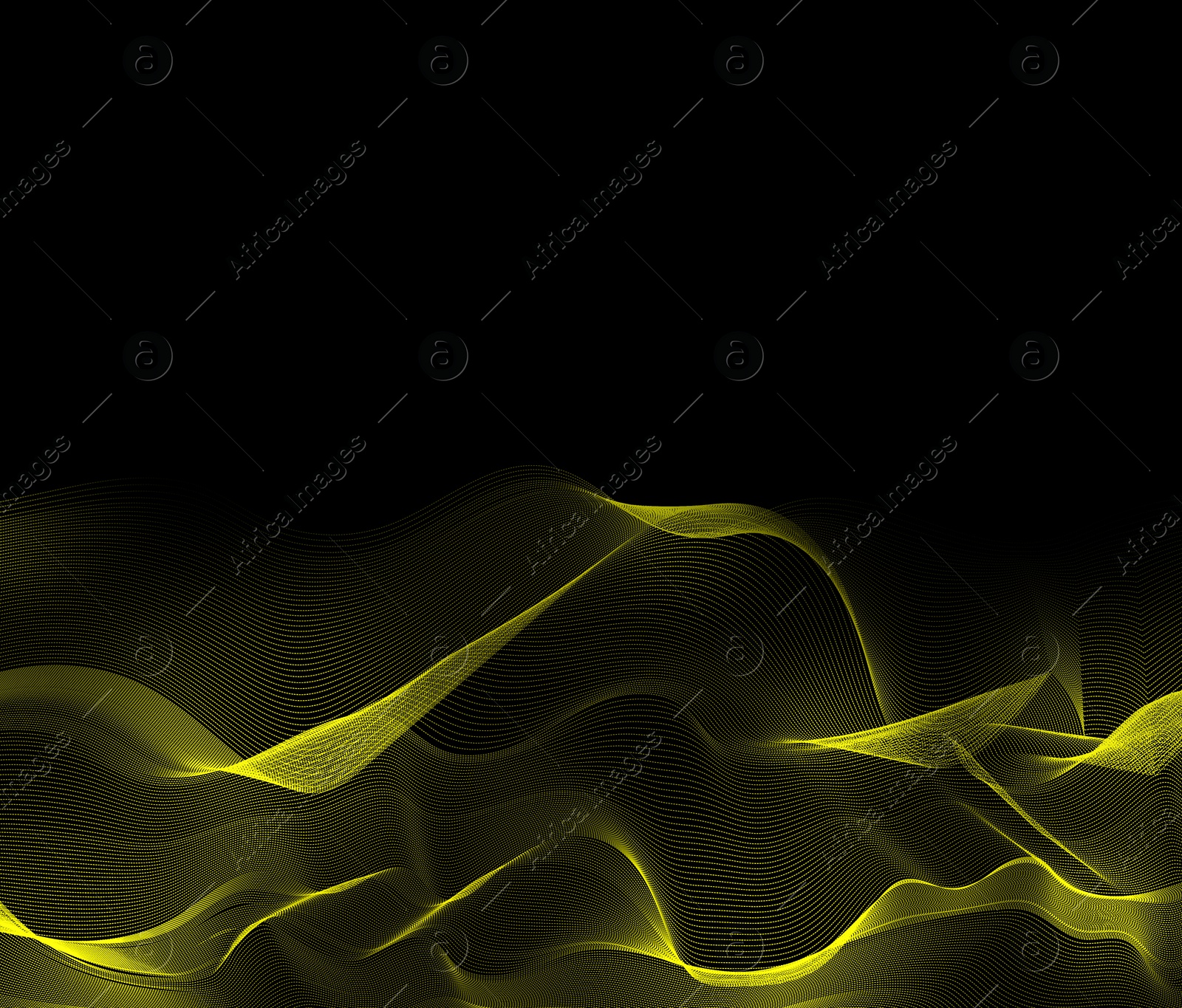 Image of Illustration of dynamic sound waves on black background