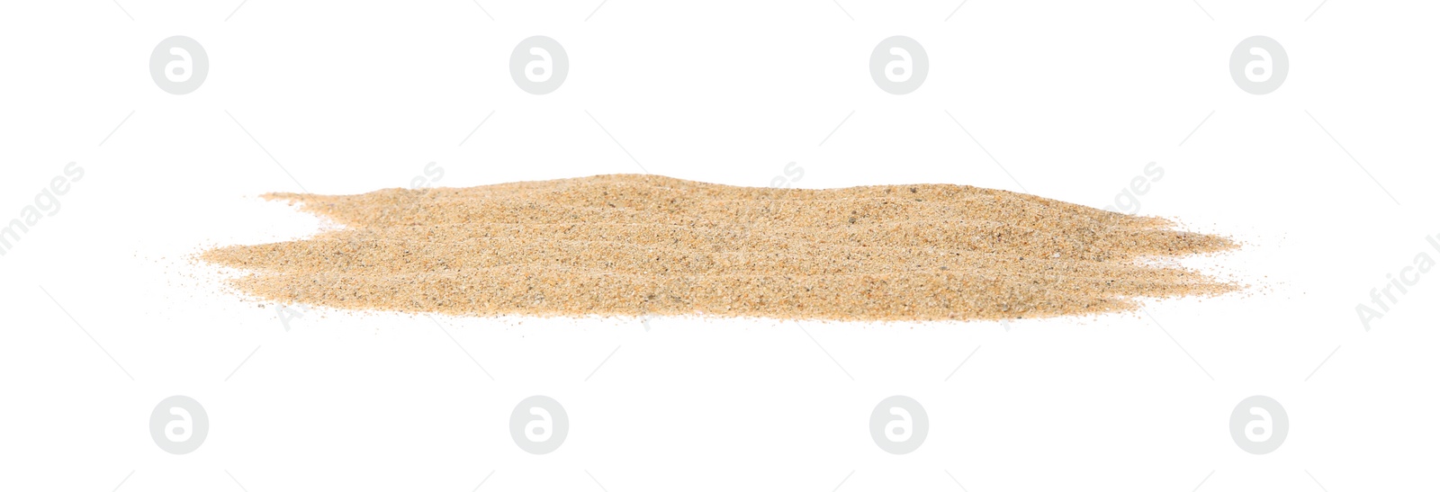 Photo of Pile of dry beach sand on white background