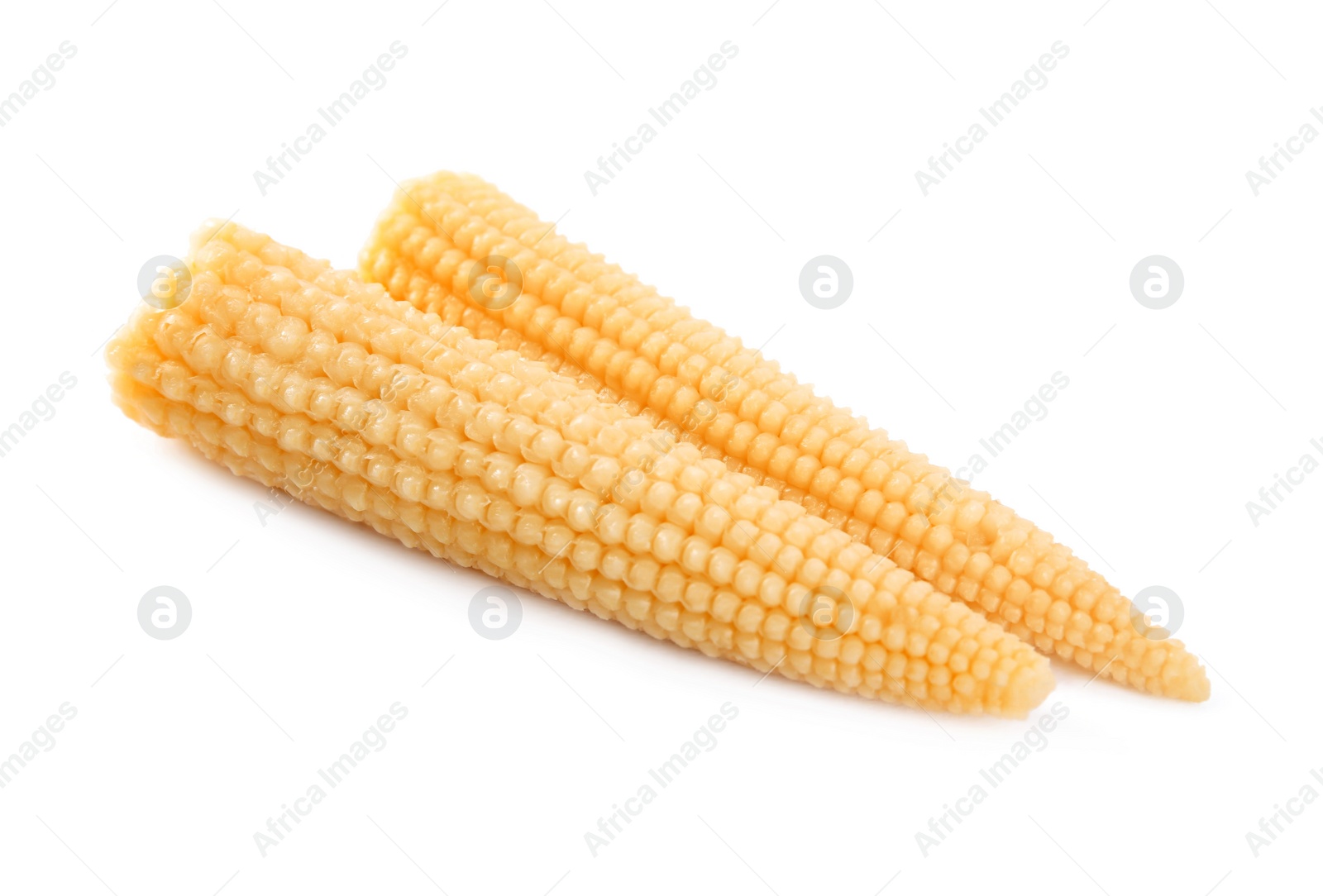 Photo of Fresh baby corn cobs on white background