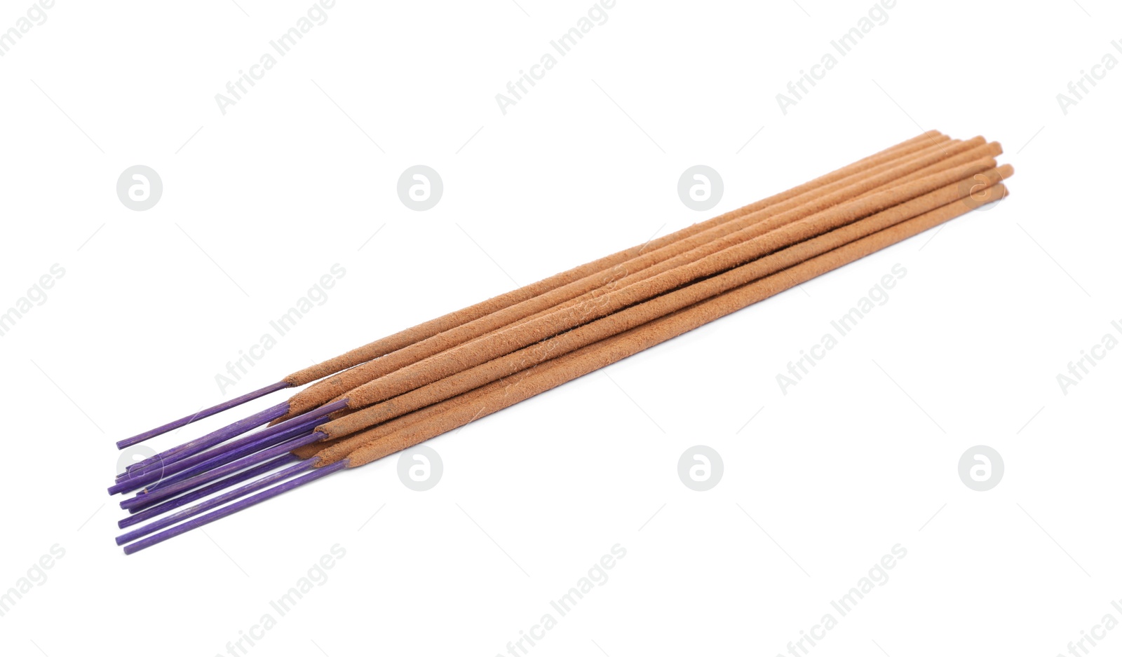 Photo of Many aromatic incense sticks on white background