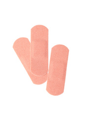 Photo of Medical sticking plasters isolated on white. First aid item