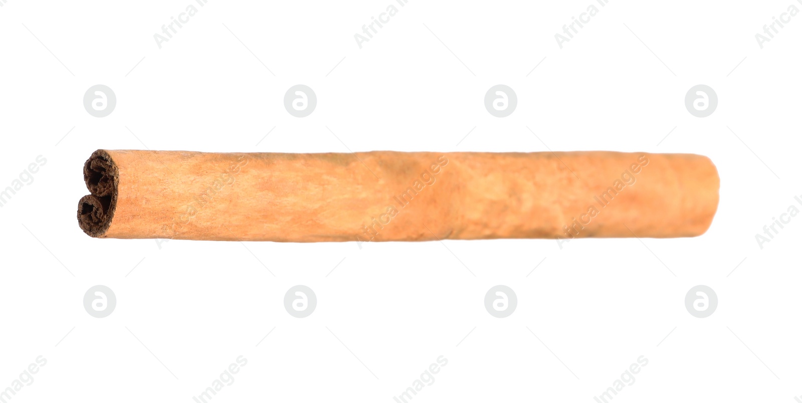 Photo of One aromatic cinnamon stick isolated on white